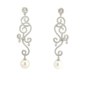 Vintage 18ct White Gold Akoya Pearl and Diamond Drop Earrings
