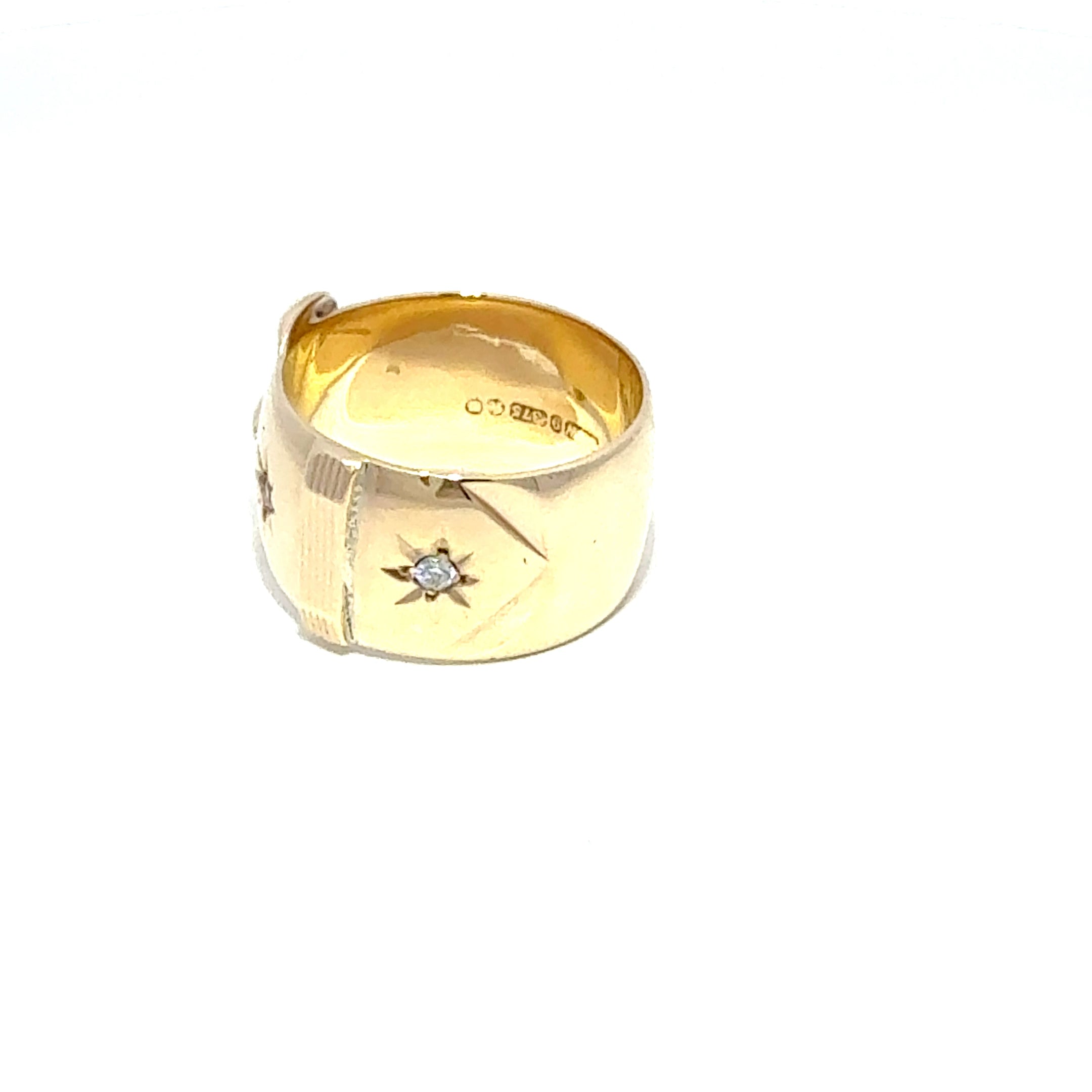 Vintage 9ct Yellow Gold Buckle Ring
