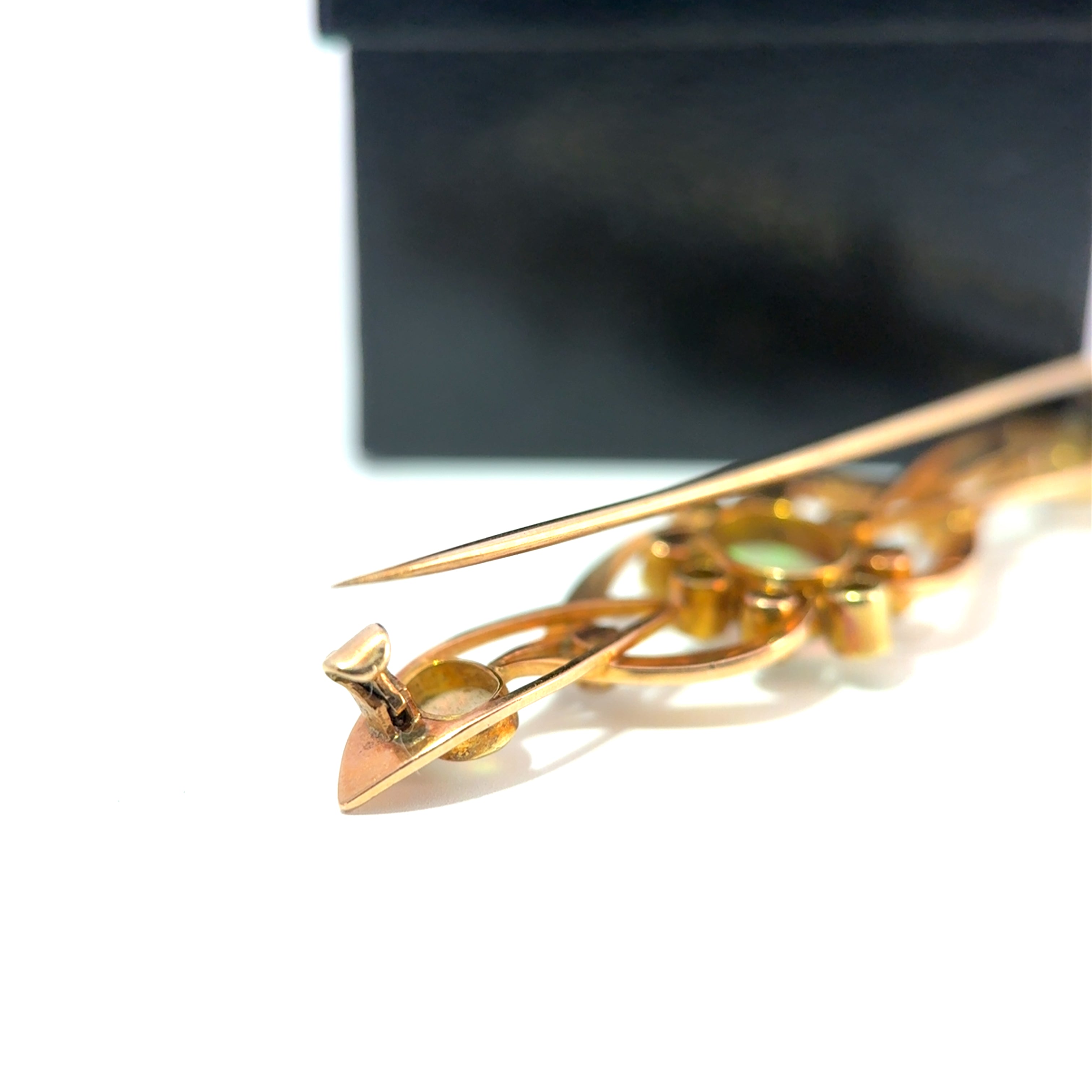 Antique 15ct Yellow Gold Opal, Demantoid Garnet & Pearl Brooch, Circa 1900