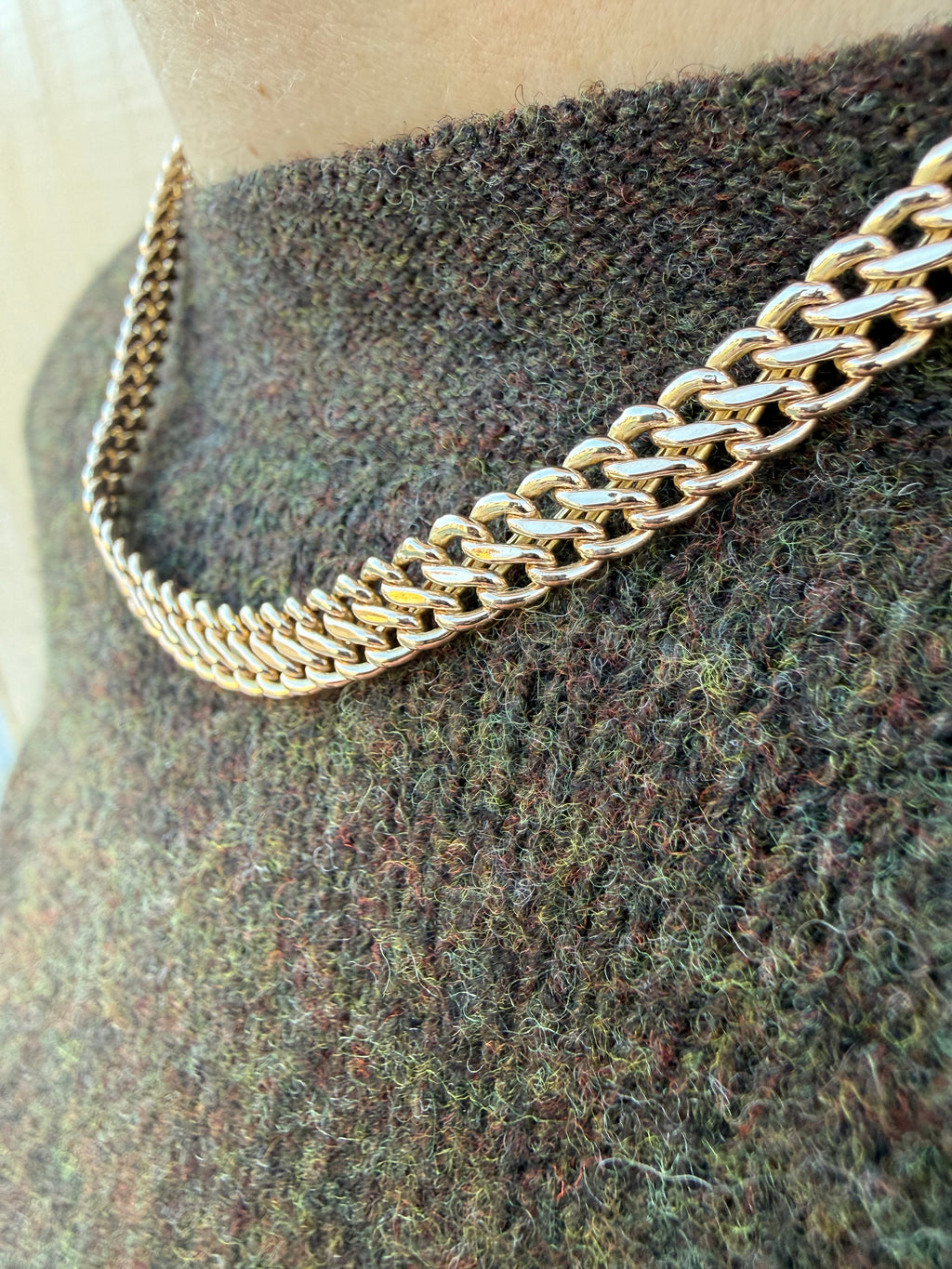 Vintage 9ct Yellow Gold Fancy Link Chain, 16", (7mm)