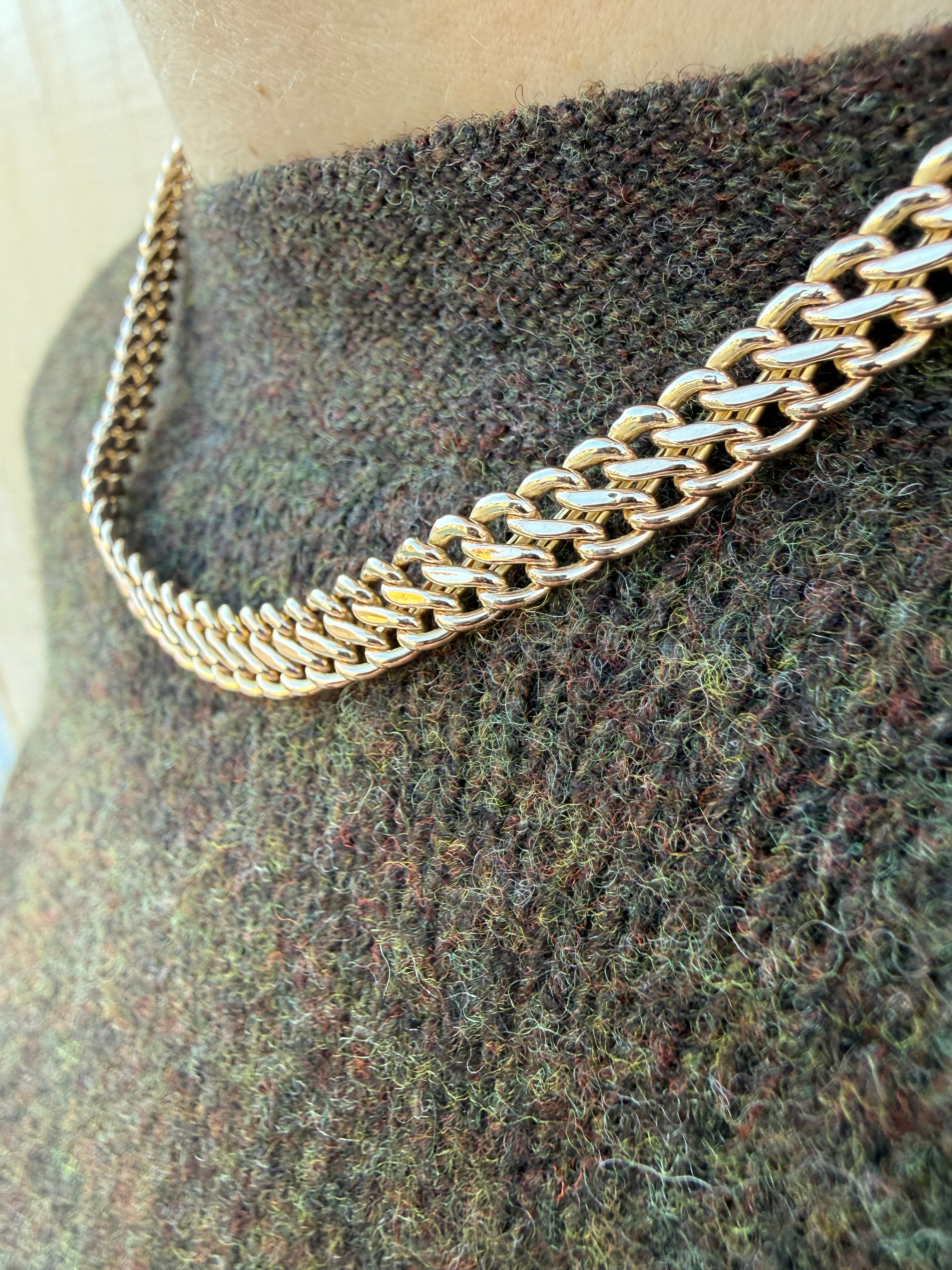 Vintage 9ct Yellow Gold Fancy Link Chain, 16", (7mm)