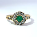 18ct Yellow Gold Emerald & Diamond Cluster Ring