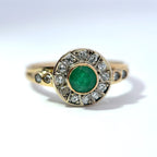 18ct Yellow Gold Emerald & Diamond Cluster Ring