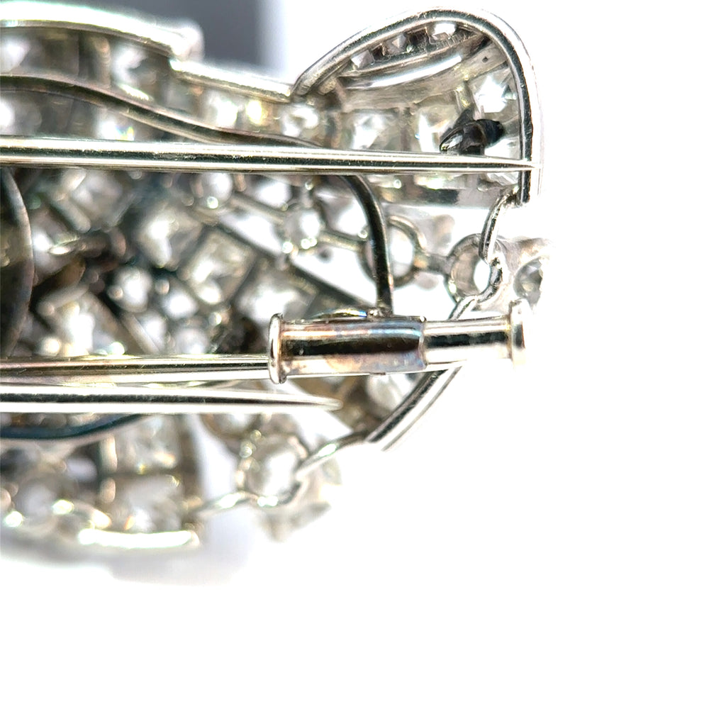 Art Deco Platinum & Mixed-Cut Diamond Convertible Double-Clip Broooch, (c. 1935)