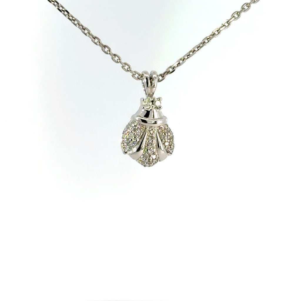 Vintage Platinum Diamond Fleur De Lys Style Necklace