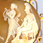 Antique 8ct Yellow Gold 'The Three Graces' Cameo Brooch (c. 1900's)