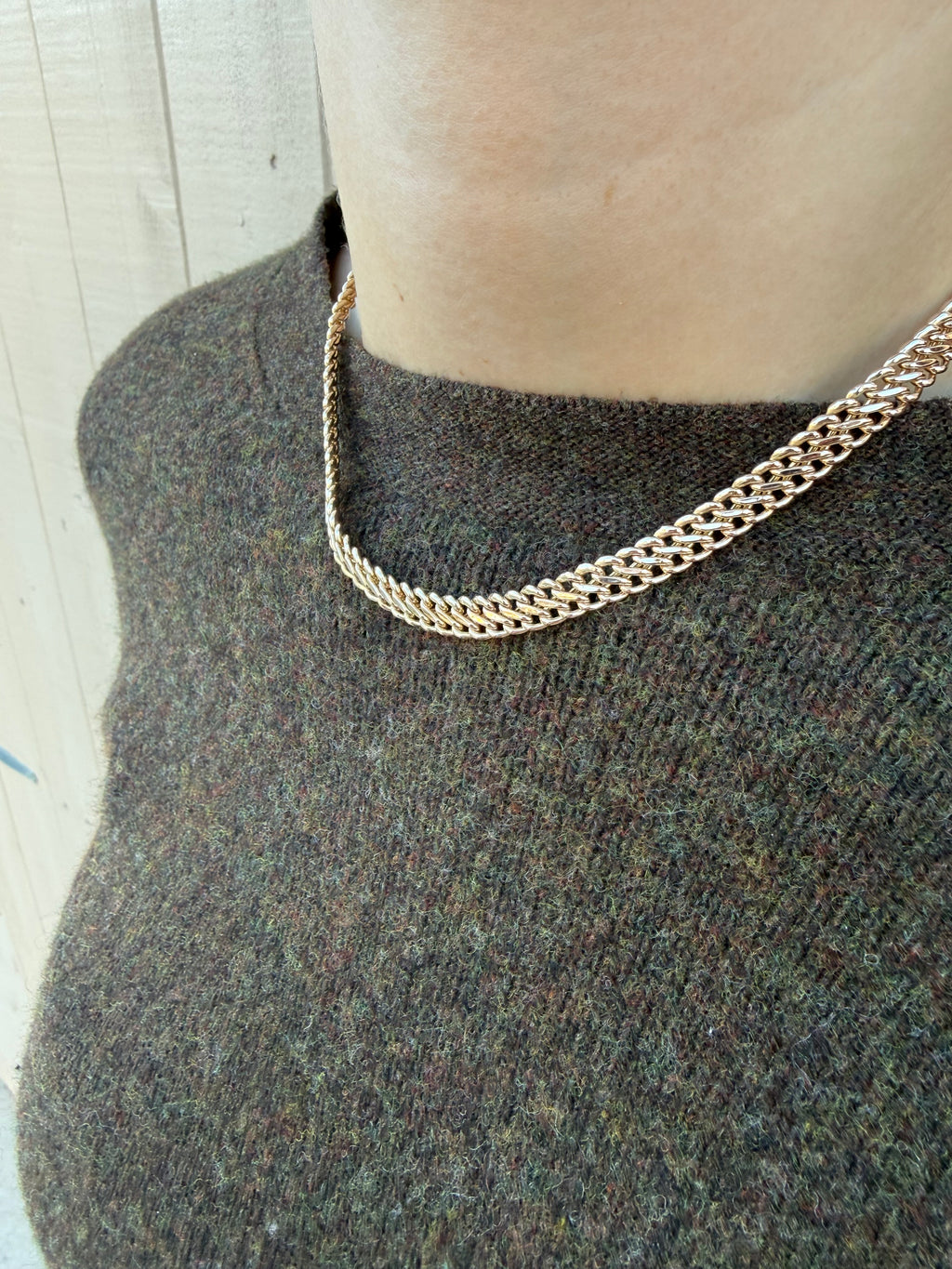 Vintage 9ct Yellow Gold Fancy Link Chain, 16", (7mm)