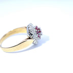 Vintage 9ct Yellow Gold Ruby and Diamond Cluster Ring