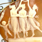 Antique 8ct Yellow Gold 'The Three Graces' Cameo Brooch (c. 1900's)