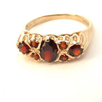 Antiker edwardianischer 9 Karat Gelbgold Granatring, punziert 1904