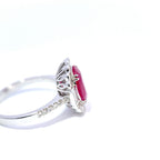 18ct White Gold Oval Ruby & Diamond Cluster Ring