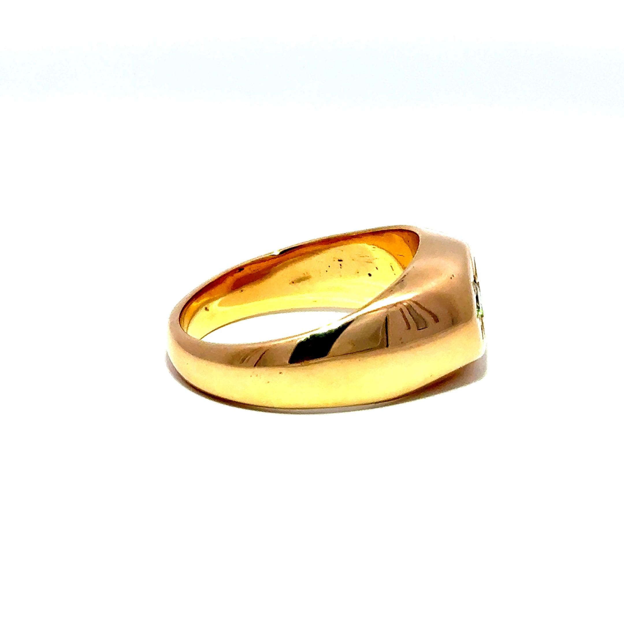 Vintage 18ct Gold Signet Ring Set With Old Cut Diamond