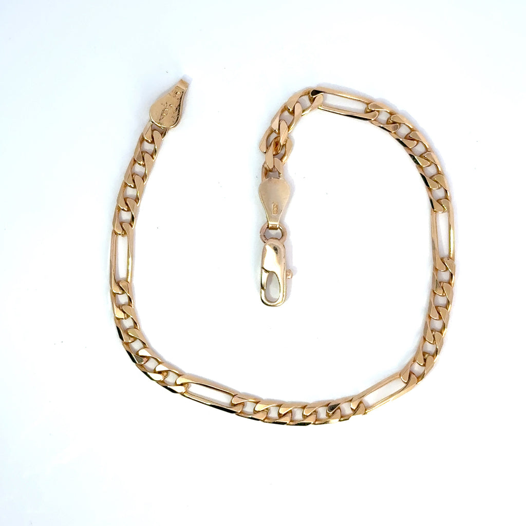 Vintage 9ct Yellow Gold Figaro Link Bracelet