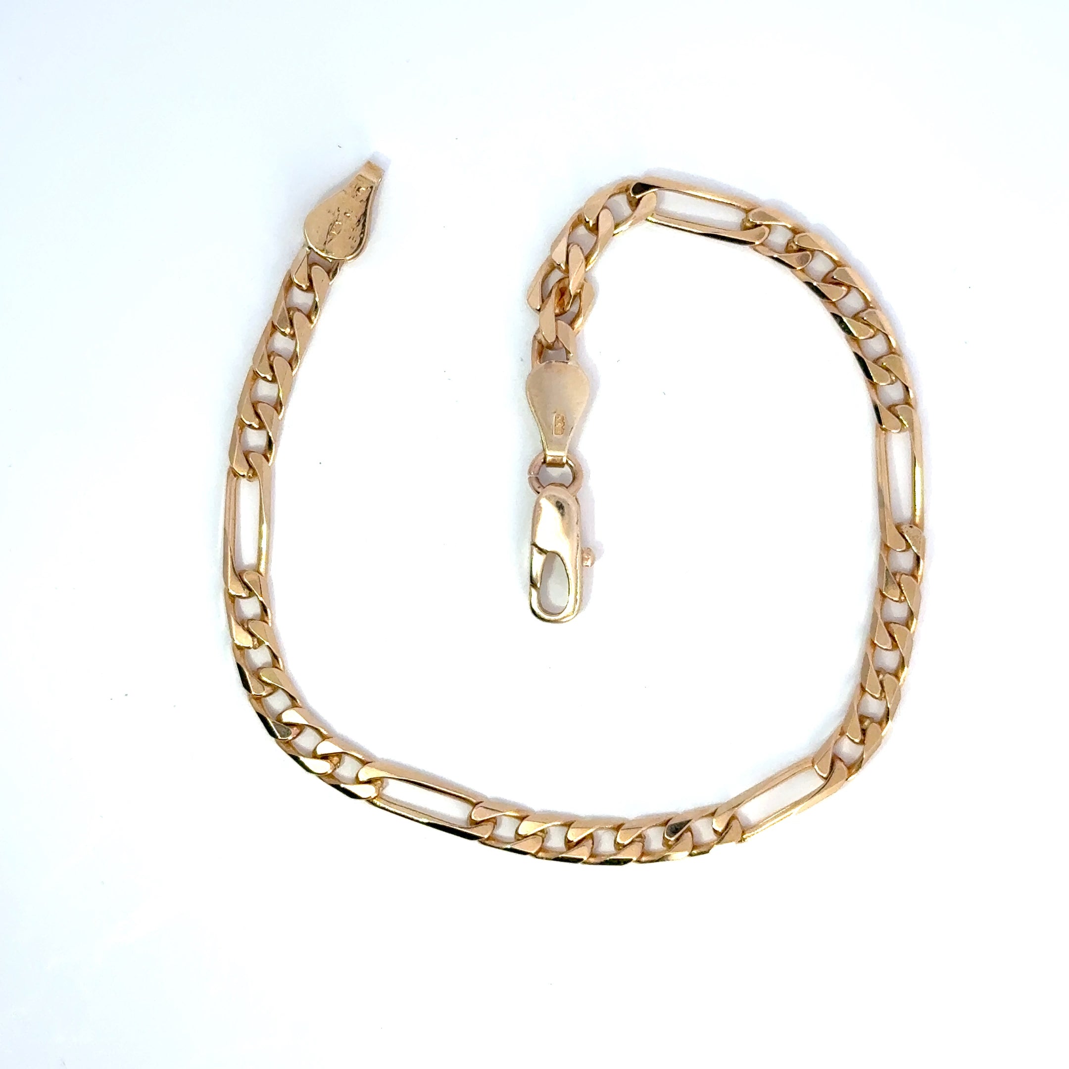 Vintage 9ct Yellow Gold Figaro Link Bracelet