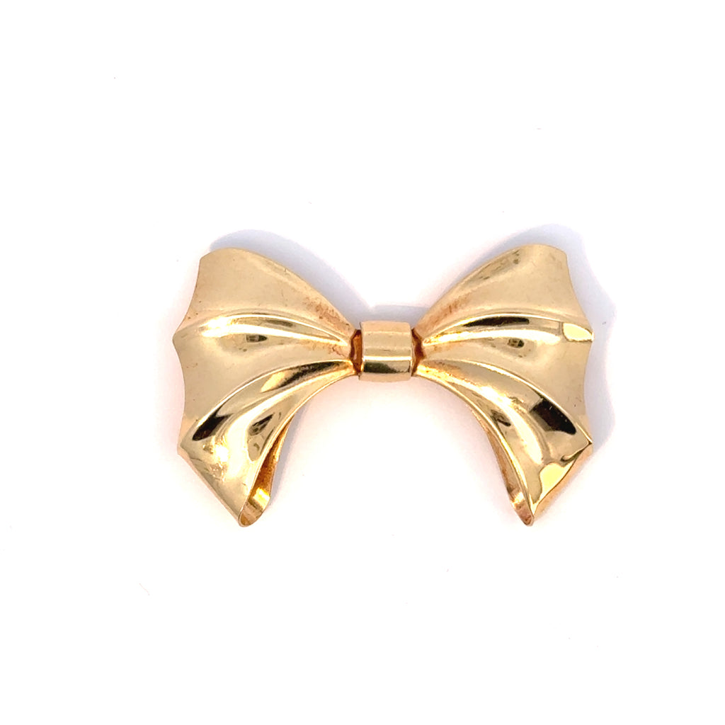 Vintage 9ct Yellow Gold Bow Brooch