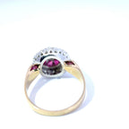 Vintage 9ct Yellow Gold Ruby and Diamond Cluster Ring