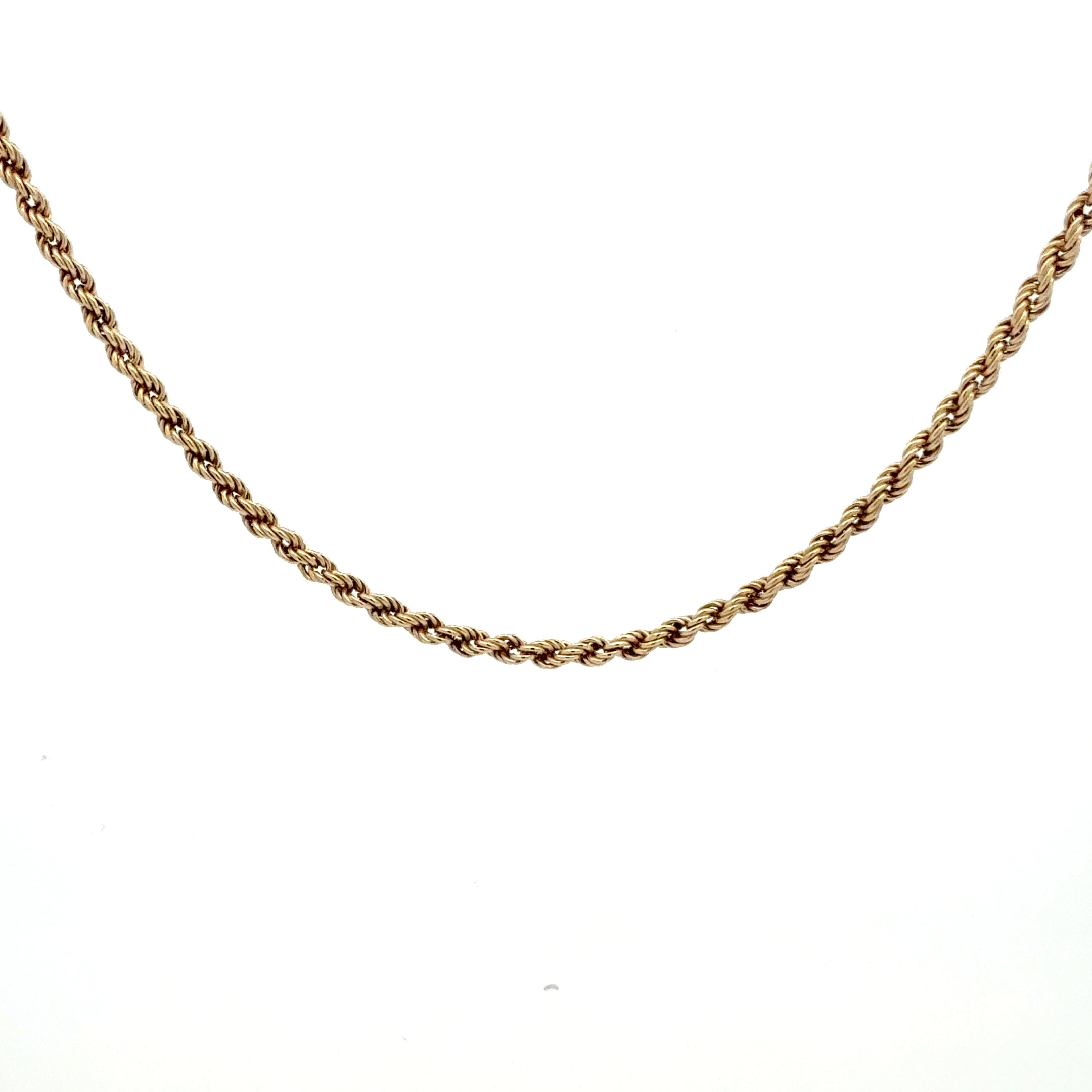 Vintage 9ct Yellow Gold Rope Chain, 16.5", (3mm)