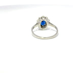Platinum Oval Sapphire & Diamond Cluster Ring