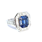 Hirsh ‘Gatsby’ 18ct White Gold Sapphire & Diamond Art-Deco Style Ring