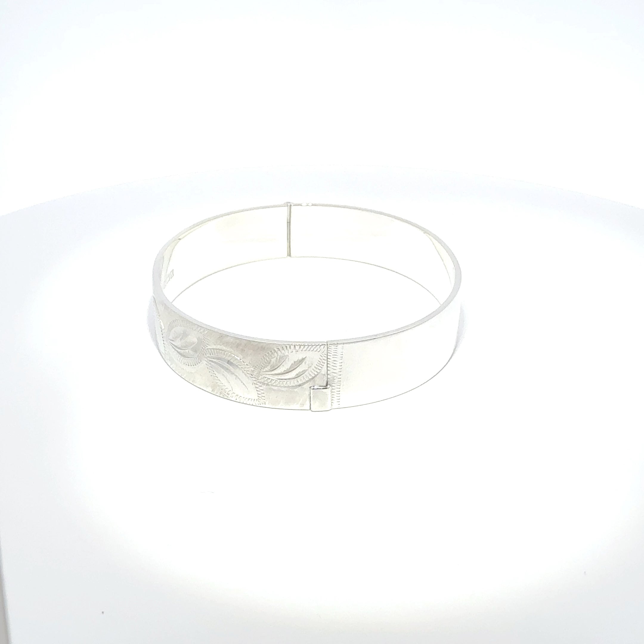 Antique Silver Hinged Bangle with Floral Motif
