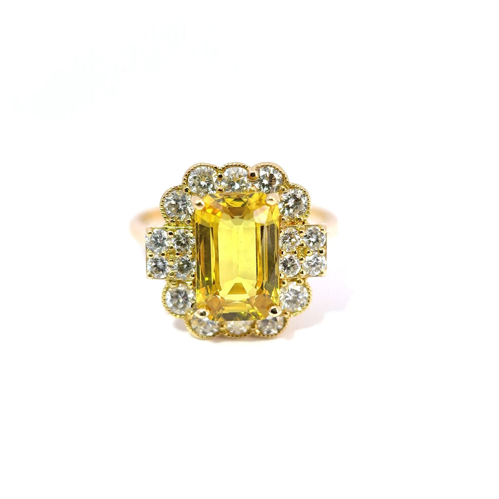 Vintage 18ct Yellow Gold Yellow Sapphire & Diamond Cluster Ring, circa 1990’s to early 2000’s
