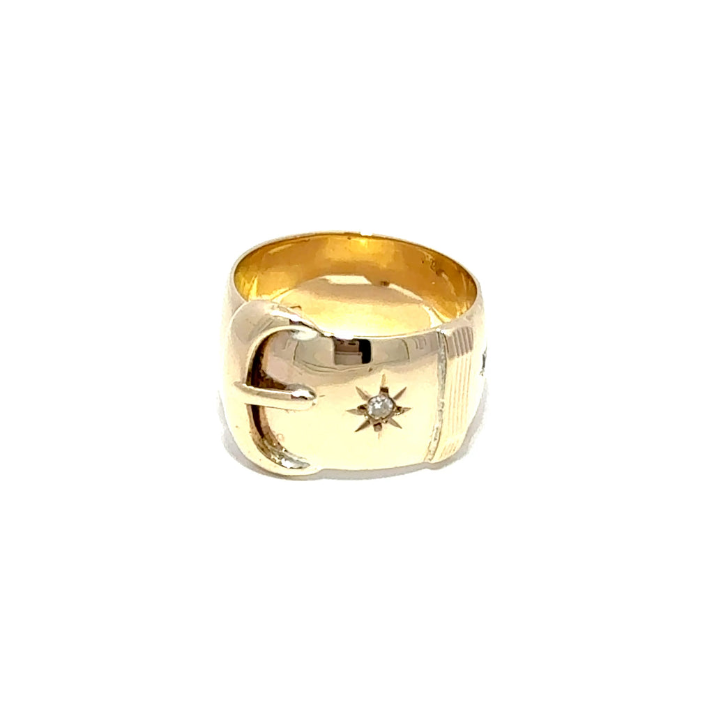 Vintage 9ct Yellow Gold Buckle Ring