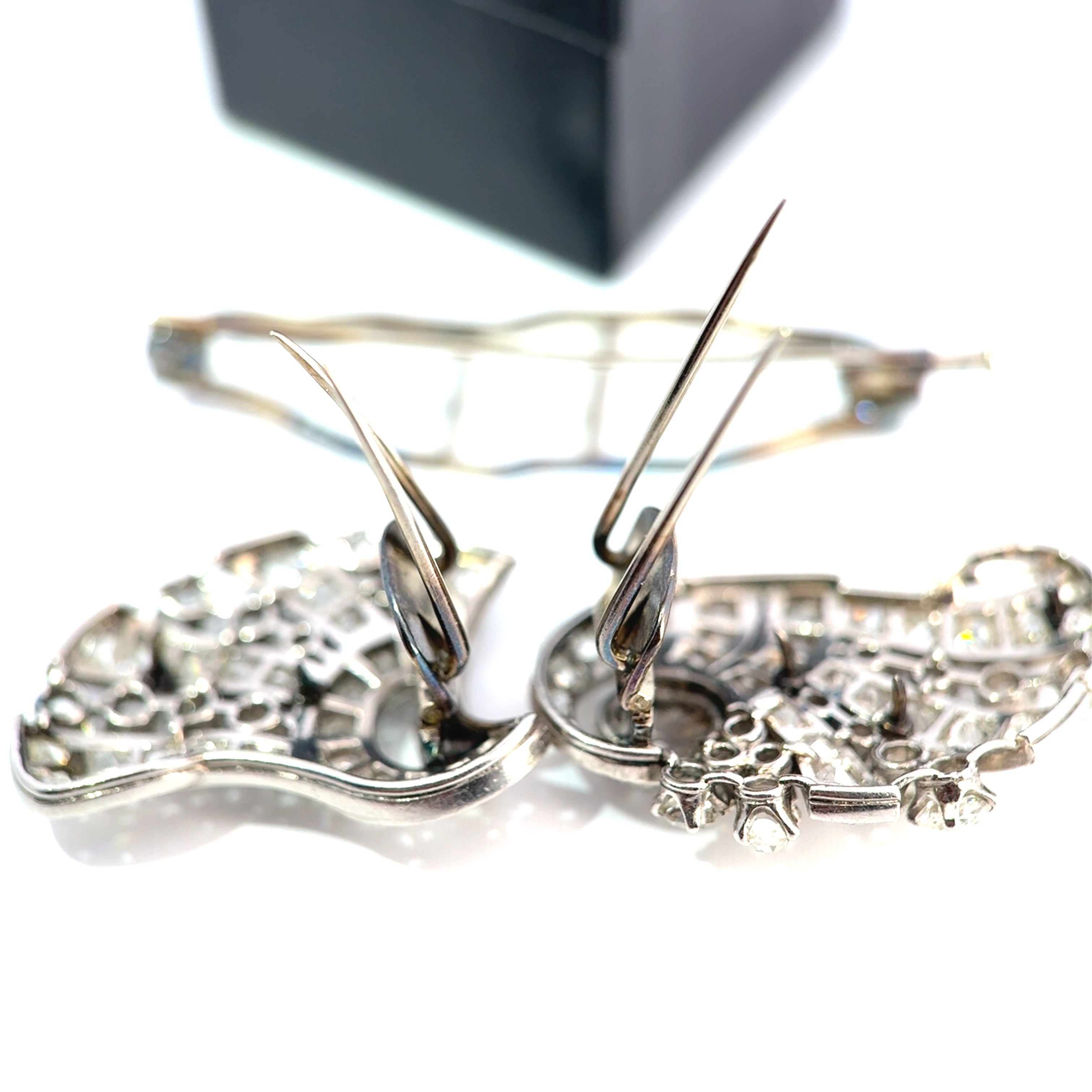 Art Deco Platinum & Mixed-Cut Diamond Convertible Double-Clip Broooch, (c. 1935)