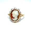 Anillo de oro amarillo de 9 quilates antiguo con camafeo