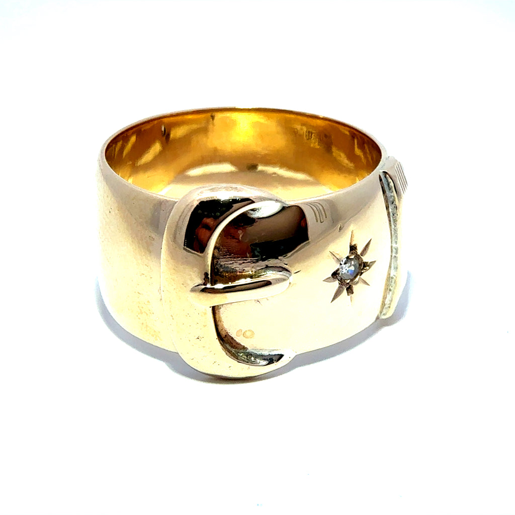 Vintage 9ct Yellow Gold Buckle Ring