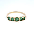 9ct Yellow Gold 5 Stone Graduated Emerald Ring, Size S, 2.0g