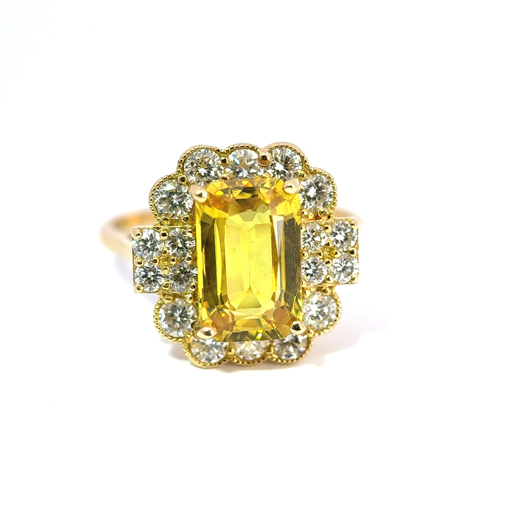 Vintage 18ct Yellow Gold Yellow Sapphire & Diamond Cluster Ring, circa 1990’s to early 2000’s