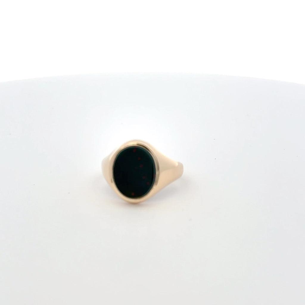 Vintage 9ct Yellow Gold Vintage Bloodstone Signet Ring Hallmarked 1966