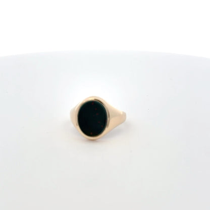 Vintage 9ct Yellow Gold Vintage Bloodstone Signet Ring Hallmarked 1966