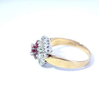 Vintage 9ct Yellow Gold Ruby and Diamond Cluster Ring