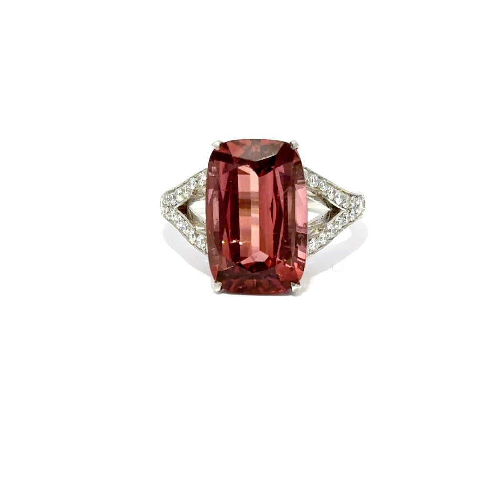 Platinum Pink Tourmaline & Diamond Ring