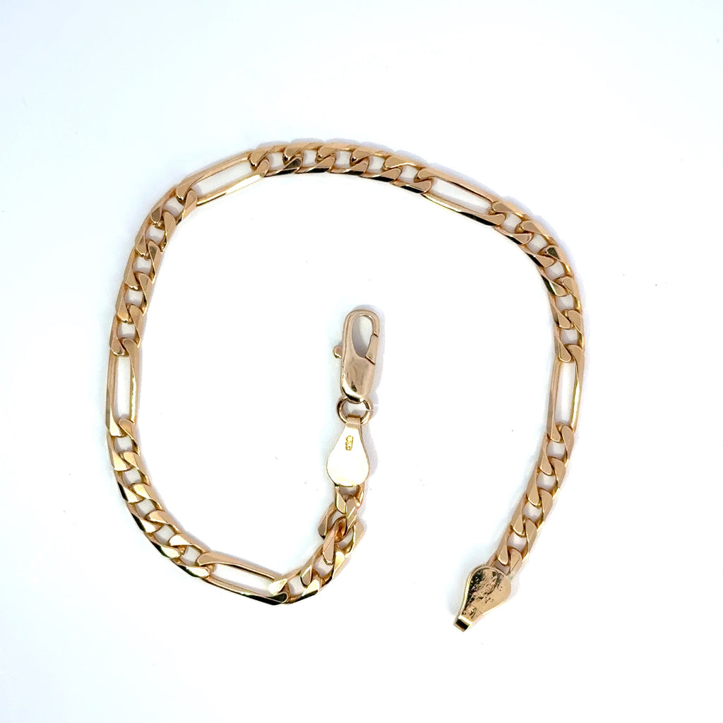 Vintage 9ct Yellow Gold Figaro Link Bracelet