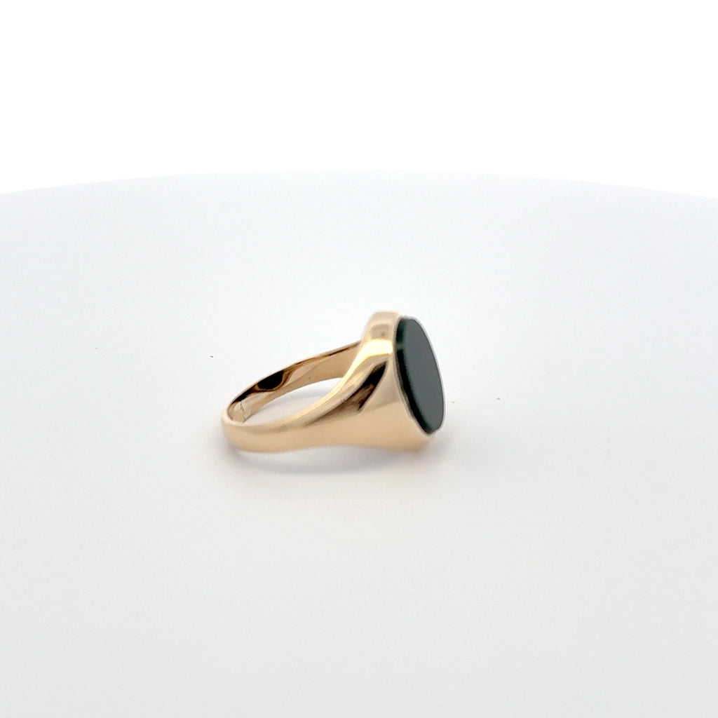 Vintage 9ct Yellow Gold Vintage Bloodstone Signet Ring Hallmarked 1966