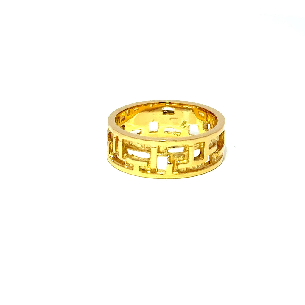 Antique 18ct Yellow Gold Pierced Openwork Band, 7mm