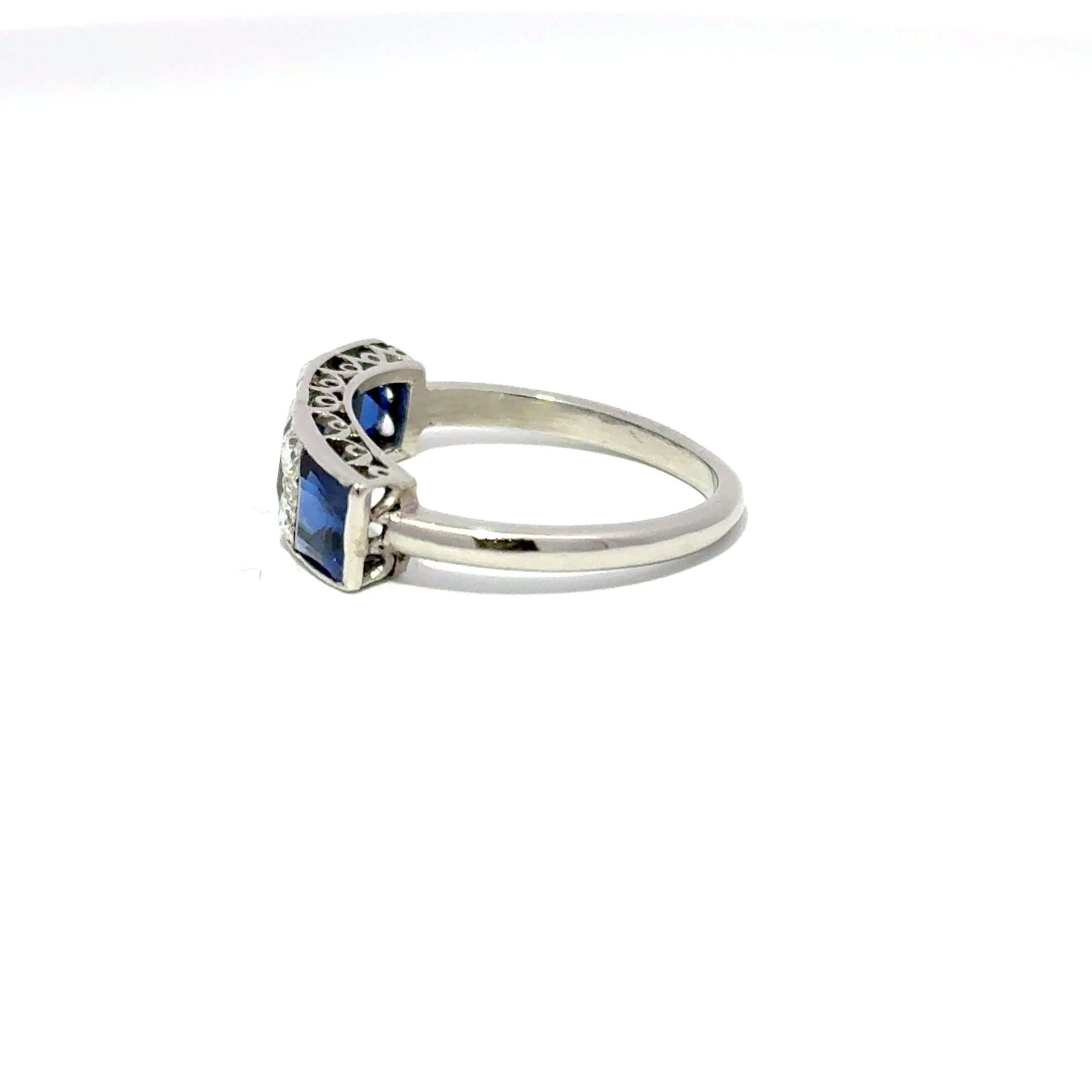 Antique Platinum Sapphire & Diamond Ring (c. 1930)