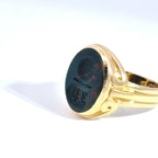 Vintage 18ct Seal Engraved Bloodstone Signet Ring