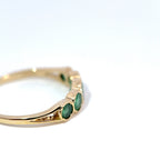 9ct Yellow Gold 5 Stone Graduated Emerald Ring, Size S, 2.0g
