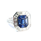 Hirsh ‘Gatsby’ 18ct White Gold Sapphire & Diamond Art-Deco Style Ring