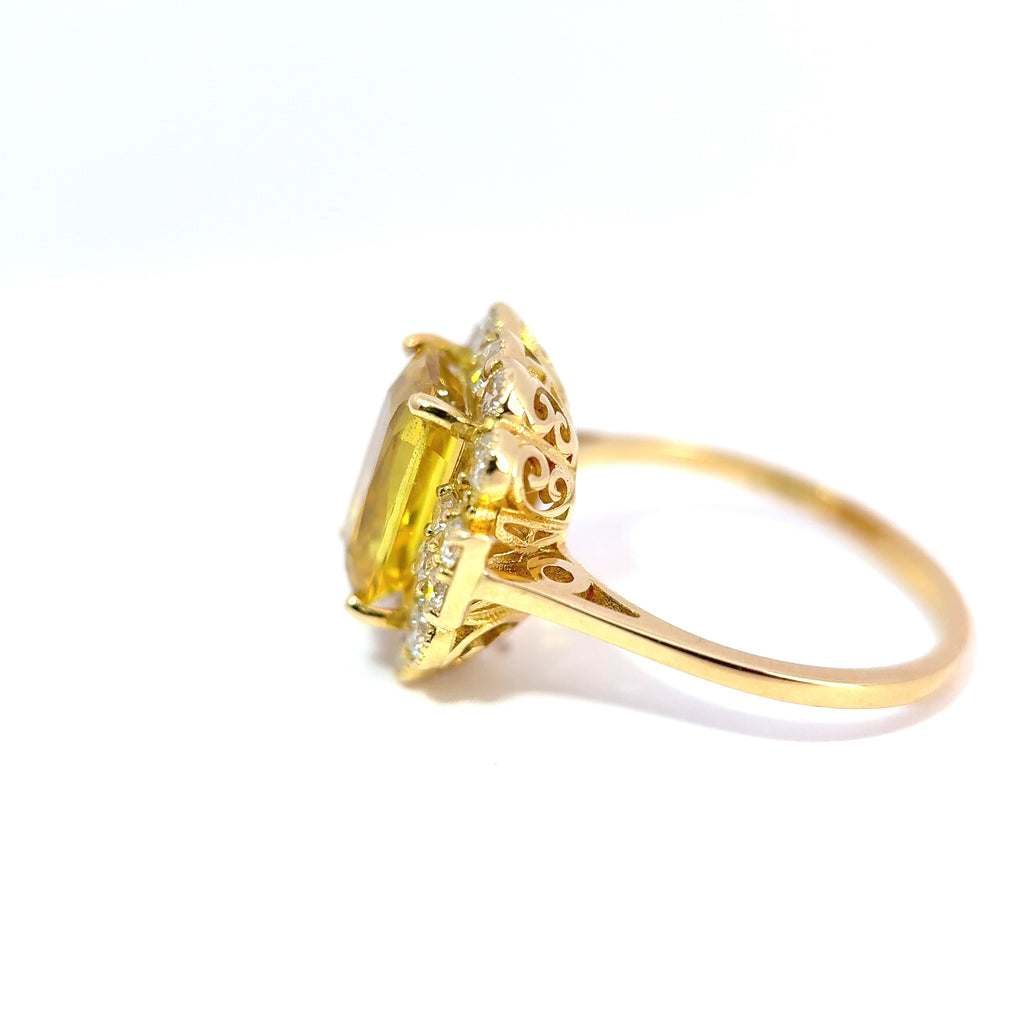 Vintage 18ct Yellow Gold Yellow Sapphire & Diamond Cluster Ring, circa 1990’s to early 2000’s