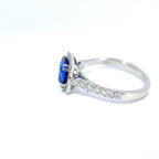 Platinum Cushion-Cut Sapphire & Diamond Halo Ring