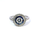 Vintage 18ct White Gold Sapphire & Diamond Target Ring