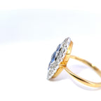 18ct Yellow and White Gold Navette Cluster Ring Set with Sapphire and Diamond