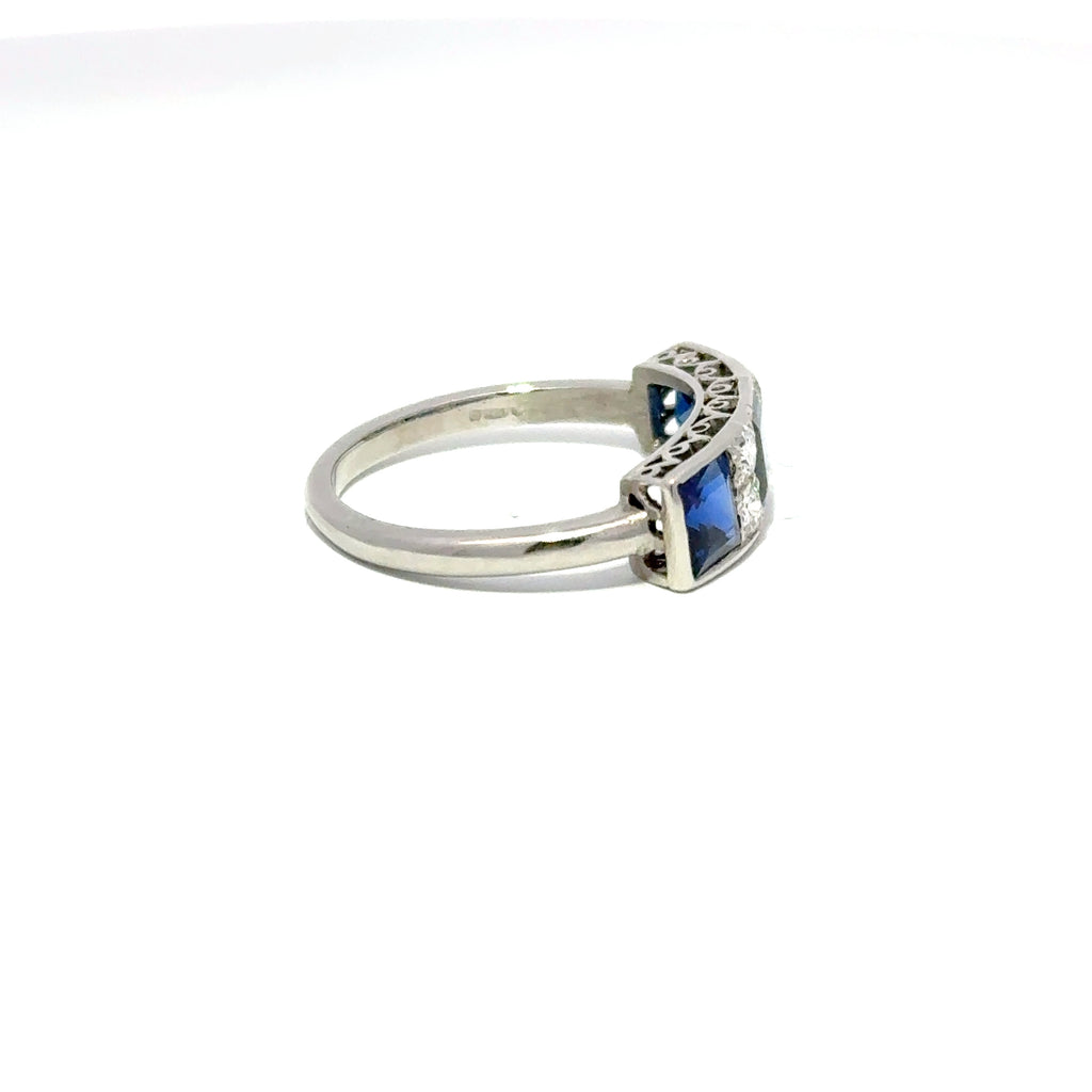 Antique Platinum Sapphire & Diamond Ring (c. 1930)