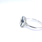 18ct White Gold Marquise Diamond & French-Cut Sapphire Halo Ring