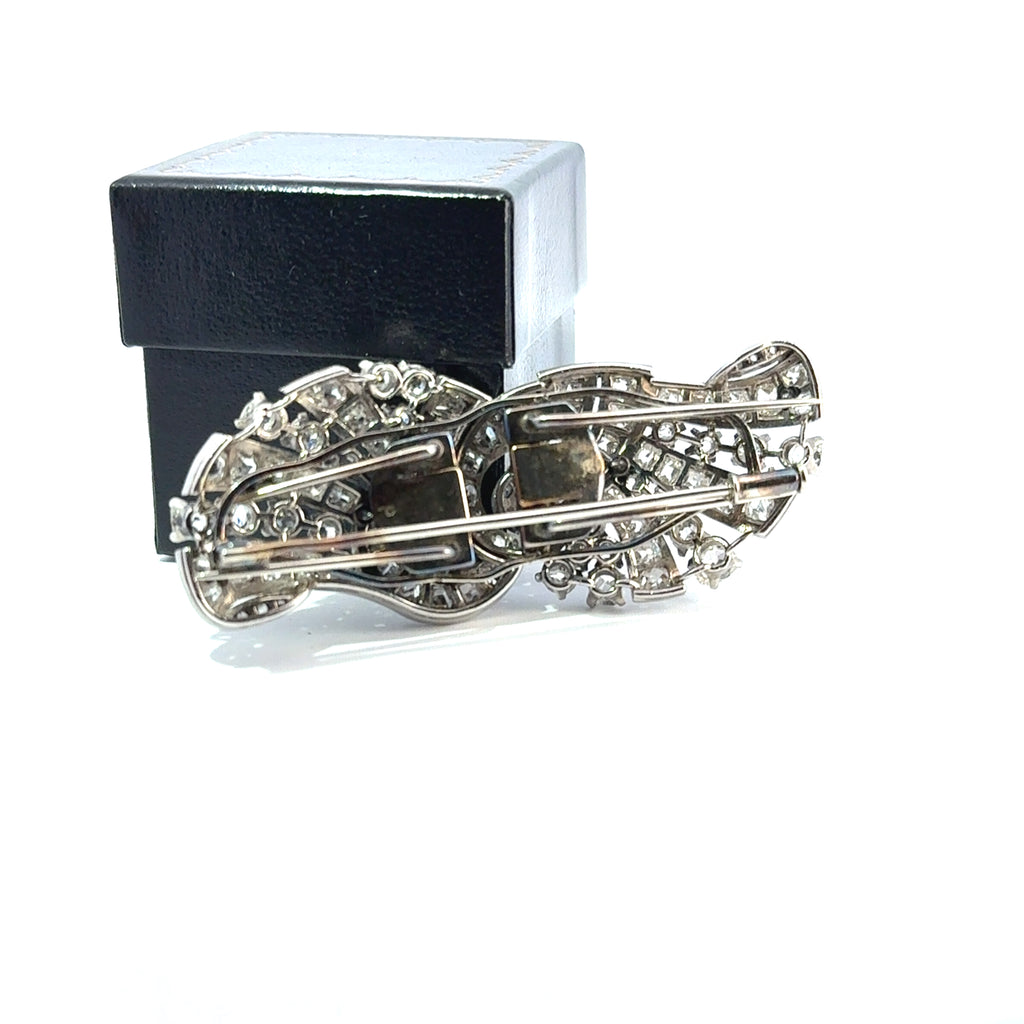 Art Deco Platinum & Mixed-Cut Diamond Convertible Double-Clip Broooch, (c. 1935)