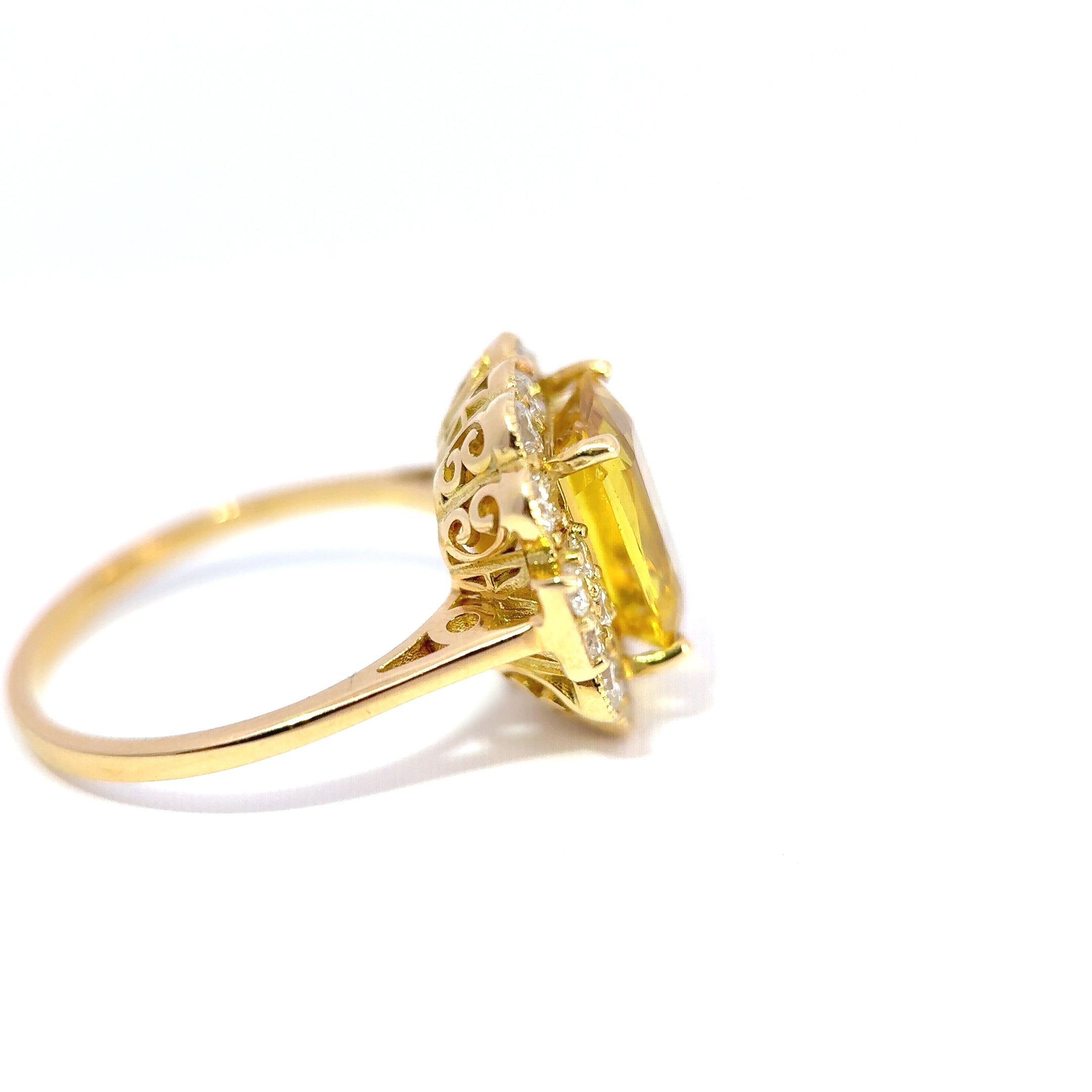 Vintage 18ct Yellow Gold Yellow Sapphire & Diamond Cluster Ring, circa 1990’s to early 2000’s